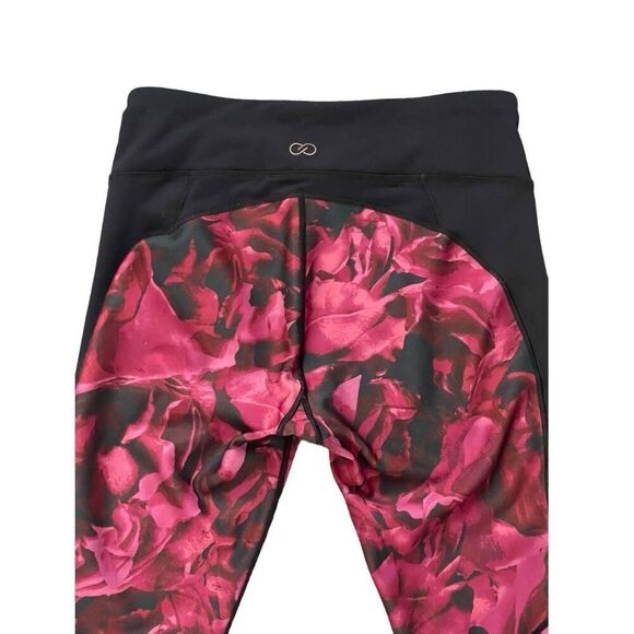 Calia mesh slit 7/8 legging Dusk Floral Woman’s Size Medium Black Pink Roses - Picture 7 of 8